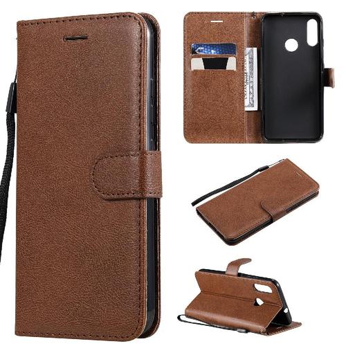 Flip Étui Pour Motorola Moto E6 Plus Cuir De Haute Qualité Couleur Solide Classique Étui De Téléphone Portefeuille D'affaires Avec Fente Pour Carte - Le Brun