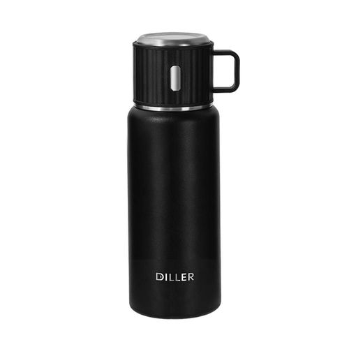 Thermos Avec Tasse Séparée, Tasse De Voyage À Café Thermique En Acier Inoxydable, Flasque Thermos Sans Bpa, Garde Au Froid Pendant 24 Heures, Chaud Pendant 12 Heures. Thermos De - Noir