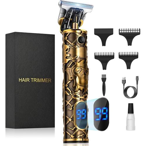 Or Tondeuse Cheveux Hommes, Tondeuse Barbe Homme Professionnel, Precision Tondeuse À Barbe Contour Con Led, Sans Fil Rasoir Kit, Electriques Cheveux Et Barbe Shaver, Salon De Coiffure Cadeau Homme