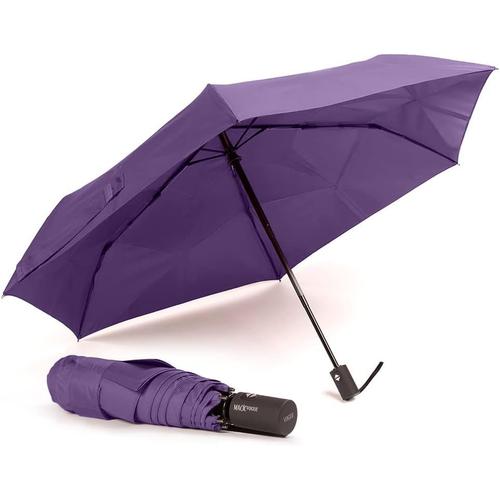 Parapluie Pliable Magic Easy Fold (Plié Automatique), Avec Ouverture Et Fermeture Automatique, Tissu 100% Eco Rpet. Avec Bouteilles En Plastique Recyclé, Wind Proff Avec Protection Uv (Violet)
