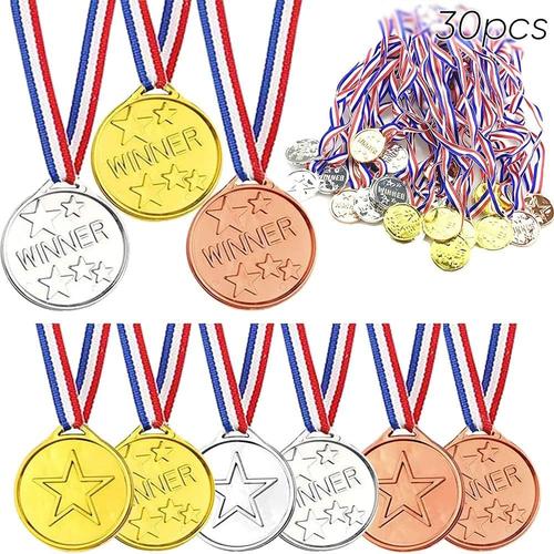 Lot de 30 médailles dorées et argentées en Bronze avec Ruban pour Prix de Gymnastique, journée Sportive, compétitions, décoration de fête