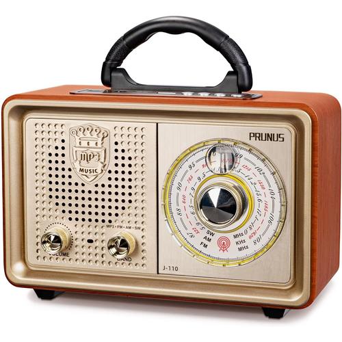 Radio Portable, J-110 Radio Vintage Bluetooth FM/AM/(MW)/SW, Design en Bois Classique Retro Radio Bluetooth, Poste Radio Vintage Prise en Charge de la Carte TF/USB/Haut-Parleur 5W (d'or)