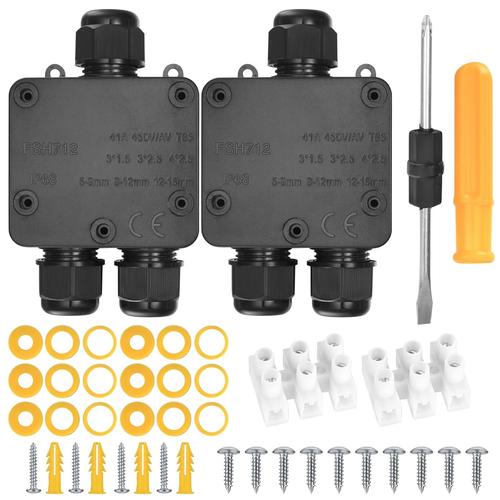 Boîte De Dérivation Ip68 Extérieur, Boîte Jonction Etanche, Connecteur De Câble 3 Voies Electrique Exterieure Etanche Pour Câble 4mm-14mm