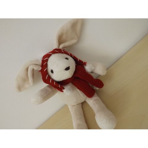 doudou lapin blanc bonnet écharpe rouge sergent major Rakuten
