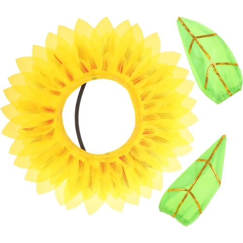 1 Jeu Couvre-Chef De Tournesol Décor De Fête De Tournesol Robe De Tournesol Accessoires Photo Bandeau Couvre-Chef Fleur Jaune Chapeaux Drôles Enfant Mignonne Collier Habit En Soie