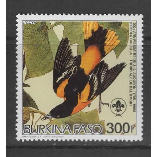 Burkina Faso, Timbre-Poste Y & T N° 651, 1985 - Deux-Centième Anniversaire De Jean-Jacques Audubon, Troupiale De Baltimore