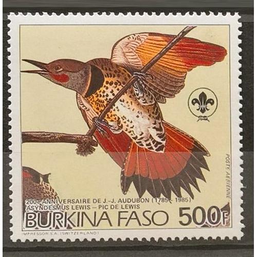 Burkina Faso, Timbre-Poste Aérienne Y & T N° 288, 1985 - Deux-Centième Anniversaire De Jean-Jacques Audubon, Pic De Lewis
