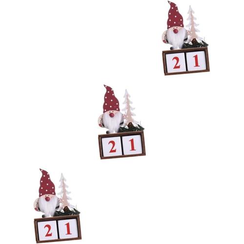 3 Ensembles Ornements De Calendrier De Noël Calendrier De Noël En Bois Décorations De Table De Noël Décoration De Table à Manger Décor De Bureau Rouge Aîné Sapin De Noël Décorer