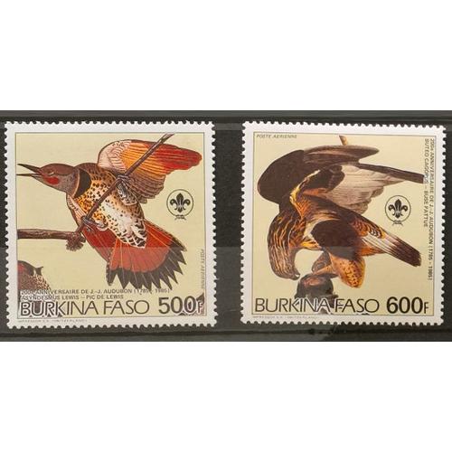 Burkina Faso, Timbres-Poste Aérienne Y & T N° 288 Et 289, 1985 - Deux-Centième Anniversaire De Jean-Jacques Audubon, Oiseaux