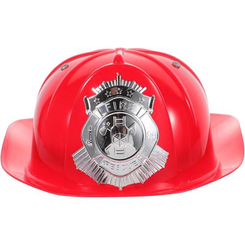 Casque De Pompier Pour Enfants - Casque De Chef De Pompier En Plastique Casque De Pompier Pour Enfants Accessoire De Costume Casque De Pompier Pour Enfants Fête De Pompier Rouge