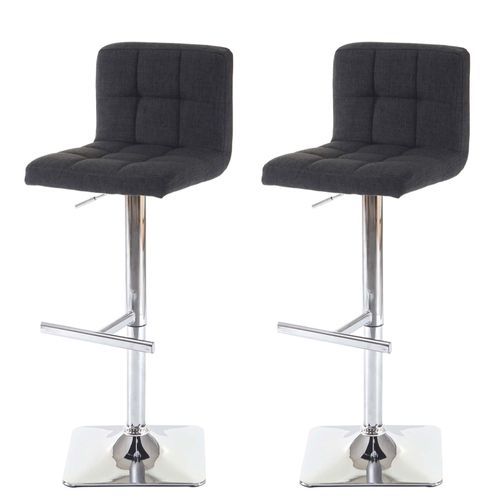 2x Tabouret De Bar Kavala, Chaise Bar/Comptoir, Avec Dossier   Tissu Gris Foncé, Pied En Acier Chromé