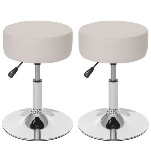 2x Tabouret Hwc-C22, Hauteur Réglable, Ø 35 Cm   Similicuir Crème