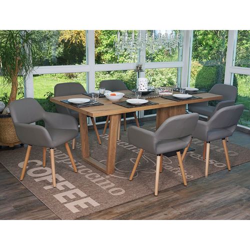 6x Chaise De Salle À Manger Altena Ii, Fauteuil, Design Rétro Des Années 50   Similicuir, Taupe
