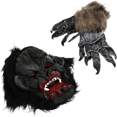 1 Jeu Couvre-Chef De Gorille Costume De Visage D'animal Couvre-Visage Effrayant Cagoule En Latex Tête D'animal Costume De Gorille Adulte Émulsion Enfant Vêtements Homme