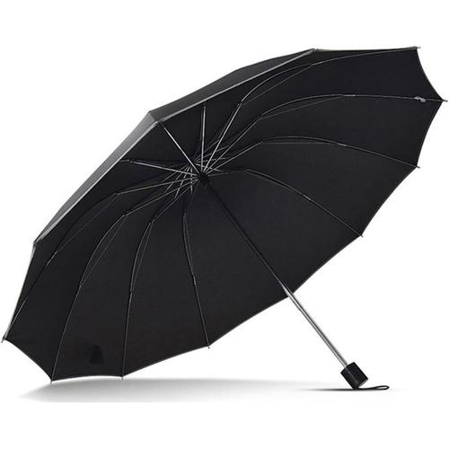 Noir Parapluie Coupe Vent Grand Parapluie Hommes Pluie Femmes Coupe-Vent Grand Paraguay Male Femmes Soleil Pliant Réfléchissant Sécurité Affaires Parapluie Extérieur