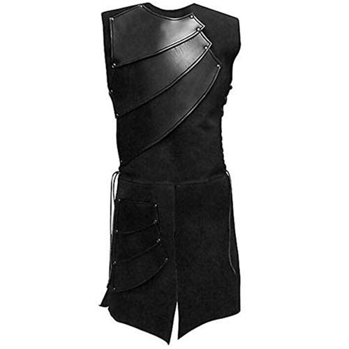 Expédié De France-Gilet Homme Armure Rouge Marron Noir Steampunk Médiéval Tunique Cosplay Costume Chevalier