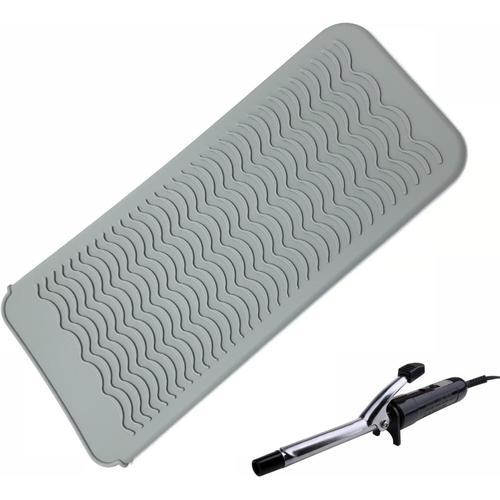 Gris Tapis Résistant À La Chaleur Pour Fer À Friser,Tapis En Silicone Résistant À La Chaleur,Étui De Rangement Multifonctionnel En Silicone Pour Bigoudi,Pour Fer À Friser Fer À Lisser Fer Plat(Gris)