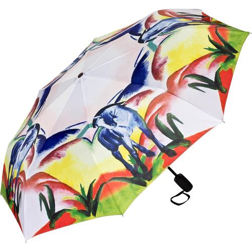 ® Parapluie De Poche Ouverture Automatique Résistant Au Vent Pliant Franz Marc Cheval Bleu Légèrement Stable Arte