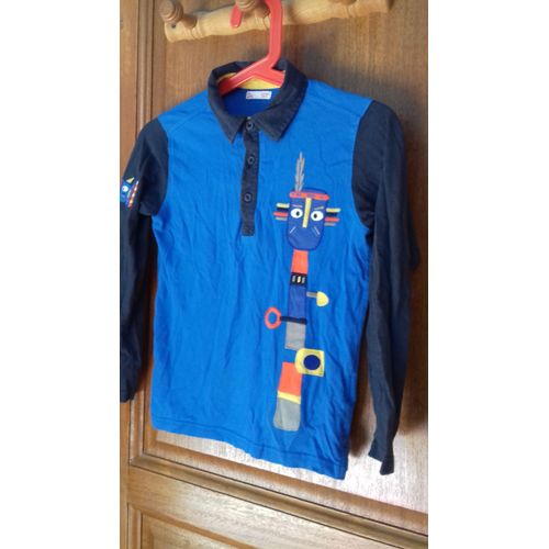 Tee Shirt Manches Longues Totem Bleu Dpam 8 Ans