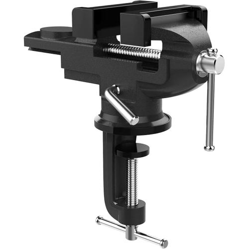 Largeur de Mâchoire 70mm Étaux d'Établi, Étau avec Base Pivotante à 360 Degrés, Mâchoire Trempé Robuste et Antirouille, Pince de Table pour Travail du Bois Travail des Métaux Sciage - Noir