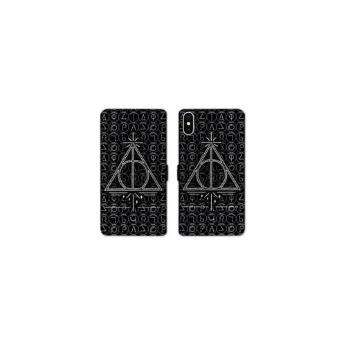 Housse Cuir Portefeuille Pour Samsung Galaxy A10 Wb License Harry Potter Pattern Triangle Noir