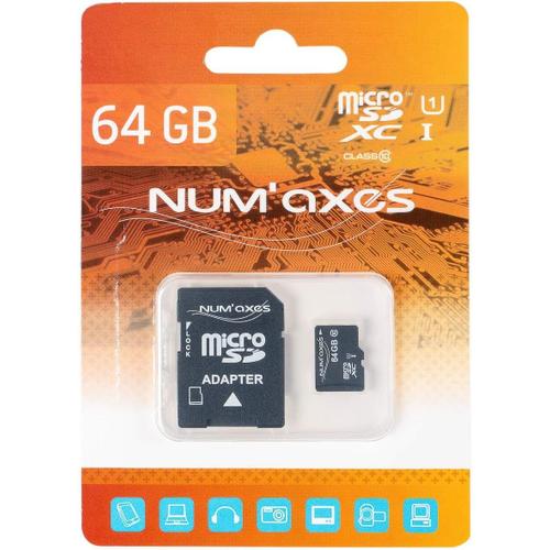 Carte micro SD 64 GO Classe 10 avec adaptateur