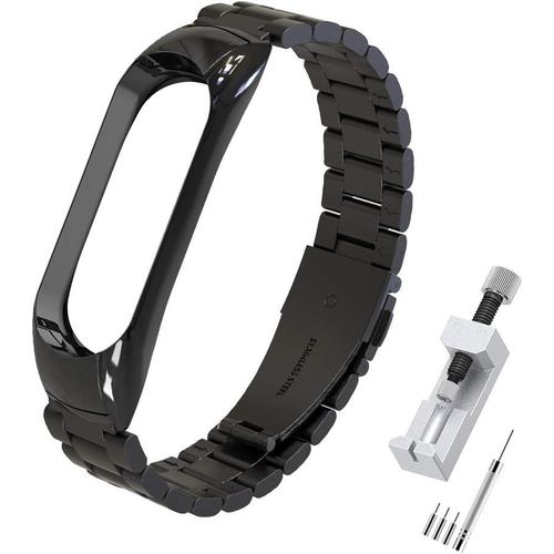 Bracelet Compatible Pour Mi Band 6 / Mi Band 5 / Amazfit Band 5, Bracelet De Remplacement En Acier Inoxydable Compatible Pour Xiaomi Mi Band 5/6 Amazfit 5 [5,5-8,1 Pouces] Noir