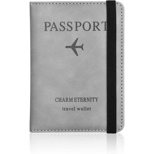 Porte Passeport Cover Protège Passeport Housse, Couverture de Passeport mit RFID-Blocker pour Cartes de Crédit et Documents de Voyage (Gris Clair)