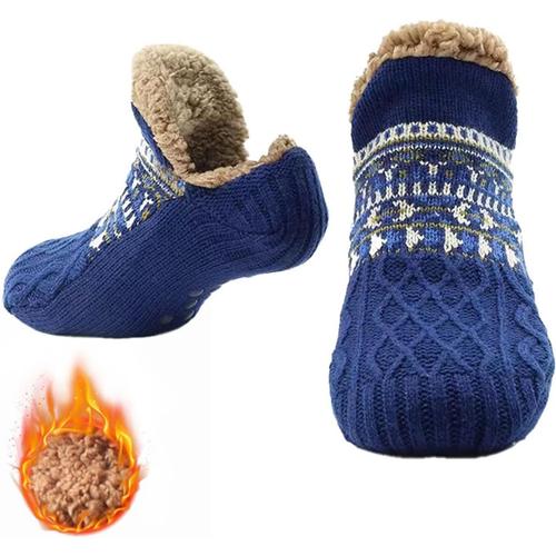 Chaussons Chaussettes Femme Homme,Maision Slipper Antidérapantes Hiver Chaud,Thermique Chaussette De Sol Peluche,Chaussette Polaire Tricotées Antidérapantes Doublées Pour Maison,Lit