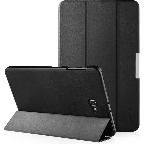 Coque Compatible Pour Samsung Galaxy Tab A 10.1 2016 Housse De Protection En Cuir Pu Étui Magnétique Ultra-Mince Avec Fonction Support Pour Sm-T580/P580/T585/P585/P585y - Noir