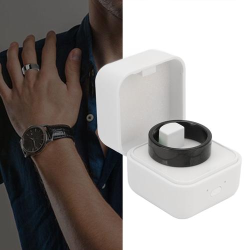 Smart Ring Health Tracker CéRamique Acier Inoxydable Bluetooth Surveillance Du Sommeil Compteur De Pas Ipx8 éTanche Smart Fitness Ring Pour Hommes Et Femmes Argent 61,54 Mm/2,42 Pouces