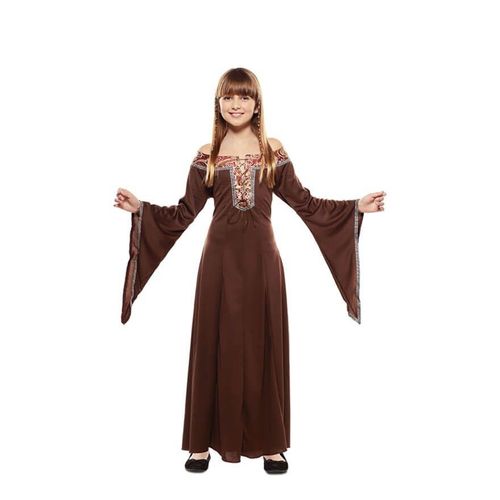 Déguisement Robe Dame Médiéval Brune Enfant - Taille: 7 À 9 Ans (122-138 Cm)