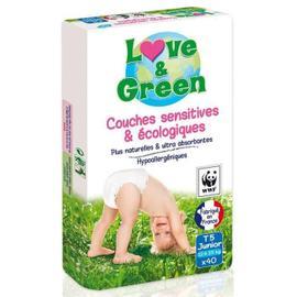 LOVE & GREEN Couches hypoallergéniques taille 5 (11-25kg) 40 couches pas  cher 