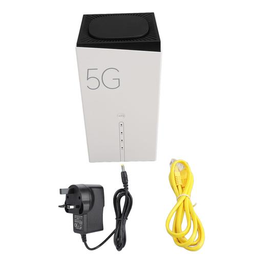 Routeur 5G CPE 4x4MIMO double bande débloqué WiFi 6 Routeur 5G 8 antennes à gain élevé Port RJ11 128 appareils partageant avec emplacement pour carte SIM Gigabit Ethernet Prise britannique 100-240 V