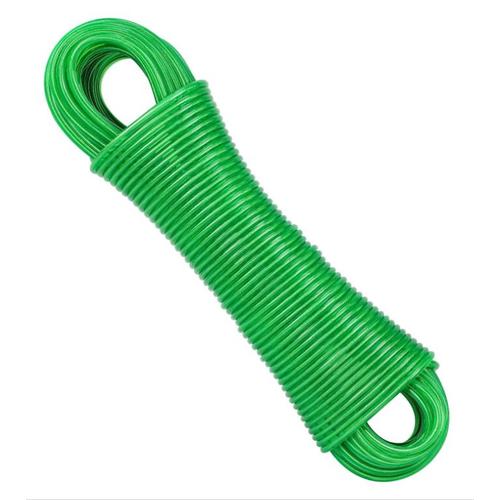 Corde à Linge avec Noyau en Acier de 4 mm - Extra Solide - Résistante à la Rouille et à la Corrosion - Convient pour Une Utilisation en extérieur - Peut Porter 120kg (Vert)