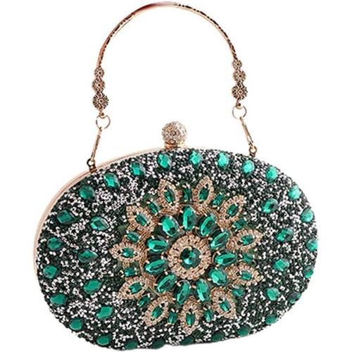 Nouveau Femmes Pochette Avec Chaîne Soirée Sac À Main Petit Strass Sac À Main En Métal M5O1 Sac Femme Pour Cocktail Ovale Fête Mariage