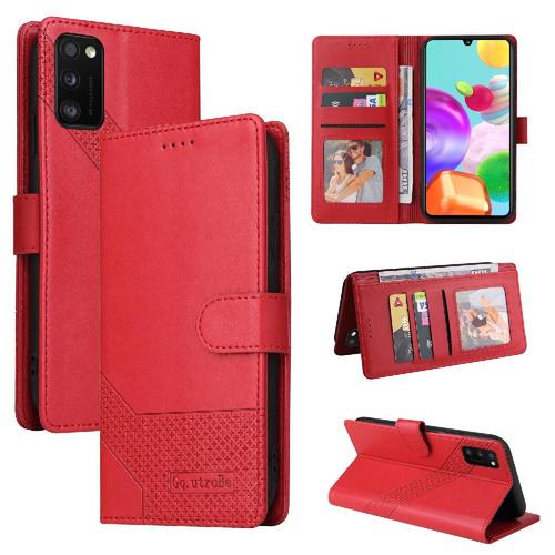 Flip Étui Pour Samsung Galaxy A41 Antichoc Trois Fentes Pour Cartes Bicelle Cuir Premium 4 Protection D'angle - Rouge