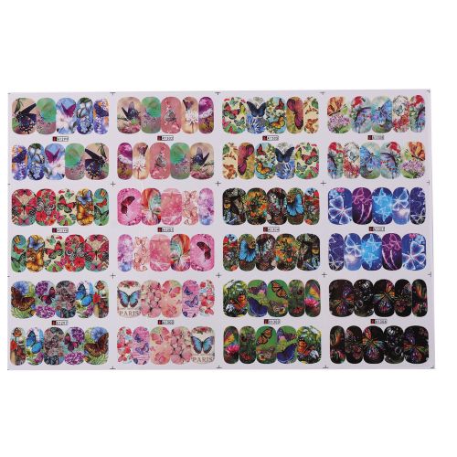 Autocollants De Transfert D'eau Pour Ongles, Rose Papillon, Accessoires De Manucure, Design De Décoration 