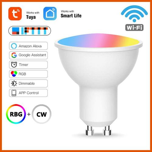 Ampoule intelligente pour projecteur Tuya GU10 WiFi 4w RGB + CW 2700 6500K, lampe intelligente pour Alexa Google Home