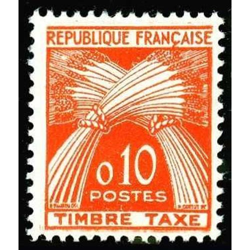 France 1960, Très Beau Timbre Taxe Neuf** Luxe Type Bannière, Libellé "République Française Timbre Taxe", Yvert 91, 0.10f. Orange. -