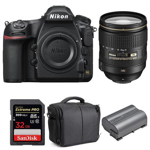 Nikon D850 + 24-120mm F4 G ED VR + SanDisk 32GB Extreme PRO UHS-II SDXC 300MB/s + EN-EL15b + Sac | Garantie 2 ans