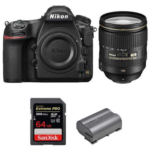 Nikon D850 + 24-120mm F4 G ED VR + SanDisk 64GB Extreme PRO UHS-II SDXC 300MB/s + EN-EL15b | Garantie 2 ans