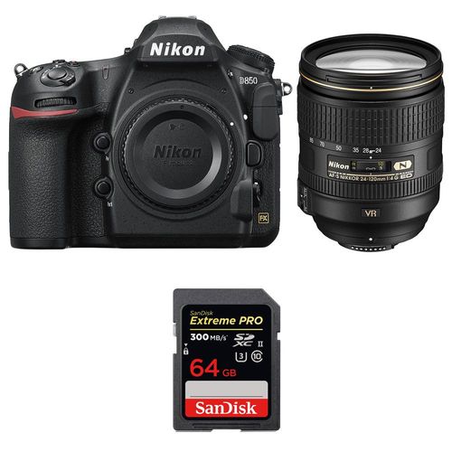 Nikon D850 + 24-120mm F4 G ED VR + SanDisk 64GB Extreme PRO UHS-II SDXC 300MB/s | Garantie 2 ans