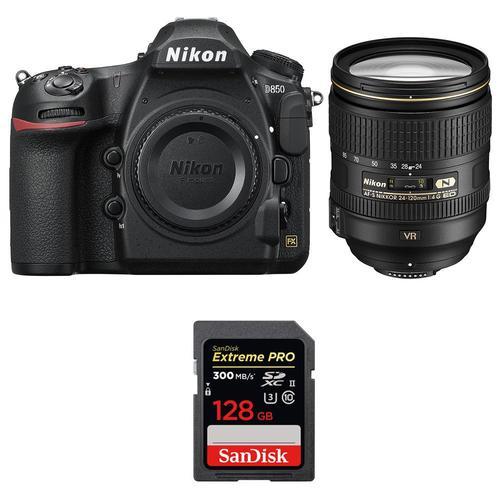 Nikon D850 + 24-120mm F4 G ED VR + SanDisk 128GB Extreme PRO UHS-II SDXC 300MB/s | Garantie 2 ans