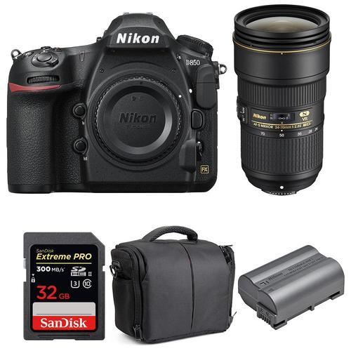Nikon D850 + 24-70mm f/2.8E ED VR + SanDisk 32GB Extreme PRO UHS-II SDXC 300MB/s + EN-EL15b + Sac | Garantie 2 ans