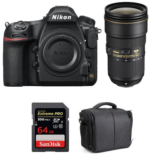 Nikon D850 + 24-70mm f/2.8E ED VR + SanDisk 64GB Extreme PRO UHS-II SDXC 300MB/s + Sac | Garantie 2 ans