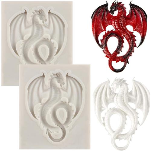 Gris Gris Lot De 2 Moules En Silicone En Forme De Dragon Mignon Pour Fondant Moule À Chocolat En Forme De Dragon Animal Pour Décoration