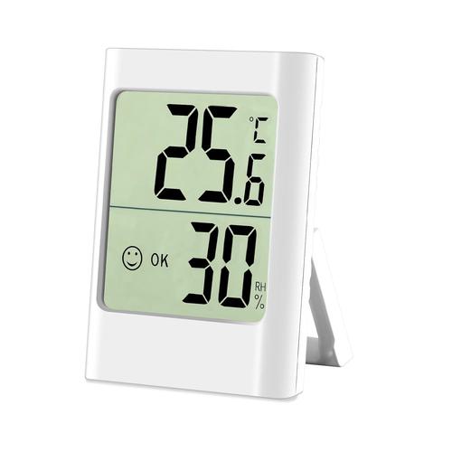 Blanc. Mini thermomètre-hygromètre numérique - Thermomètre hygromètre intérieur - Appareil de mesure de la température et de l'humidité - Thermomètre d'intérieur pour contrôle de la température