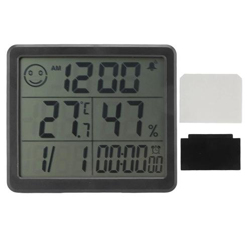 Thermomètre Numérique Hygromètre Réveil Hygromètre Électronique De Haute Précision À Induction Sensible Avec Écran Lcd 5 Pouces Hygromètre Domestique(Noir)