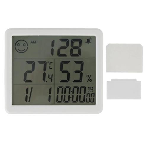 Thermomètre Numérique Hygromètre Réveil Hygromètre Électronique De Haute Précision À Induction Sensible Avec Écran Lcd 5 Pouces Hygromètre Domestique(Blanche)